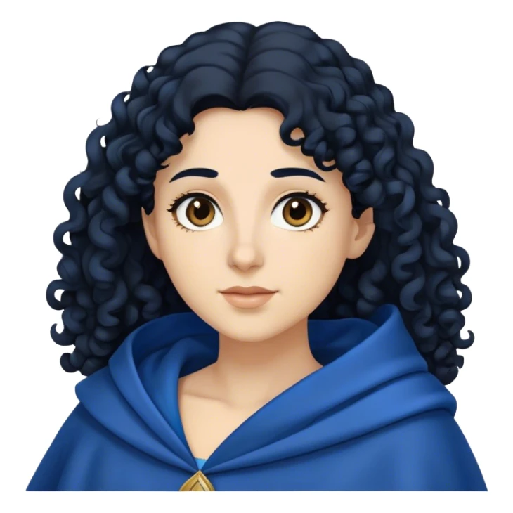 Mujer hebrea con manto azul y pelo negro rizado sticker