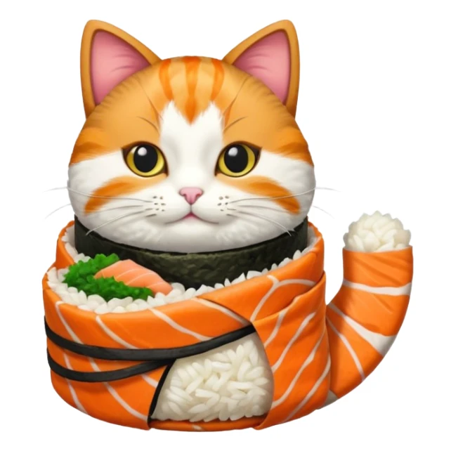 cat dressed as a piece of sushi sticker