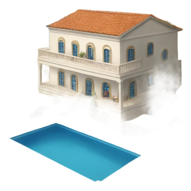Big house greece style with terrace and swimming pool  sticker