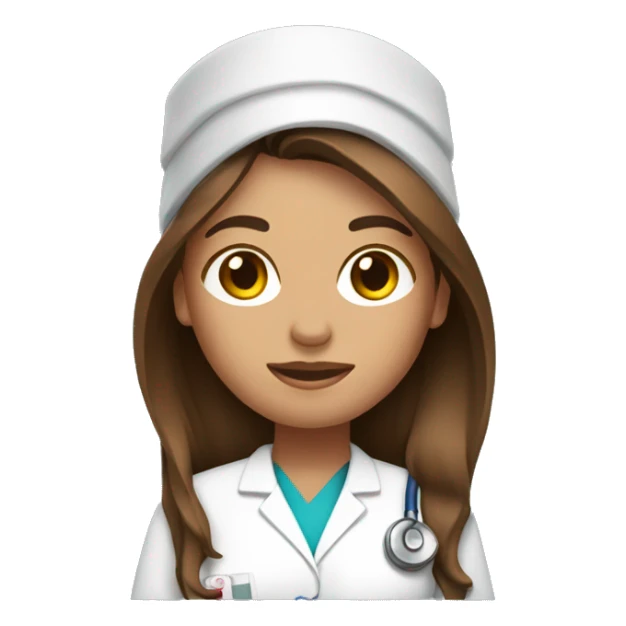 Mom in a doctor scrub with long brown hair sticker