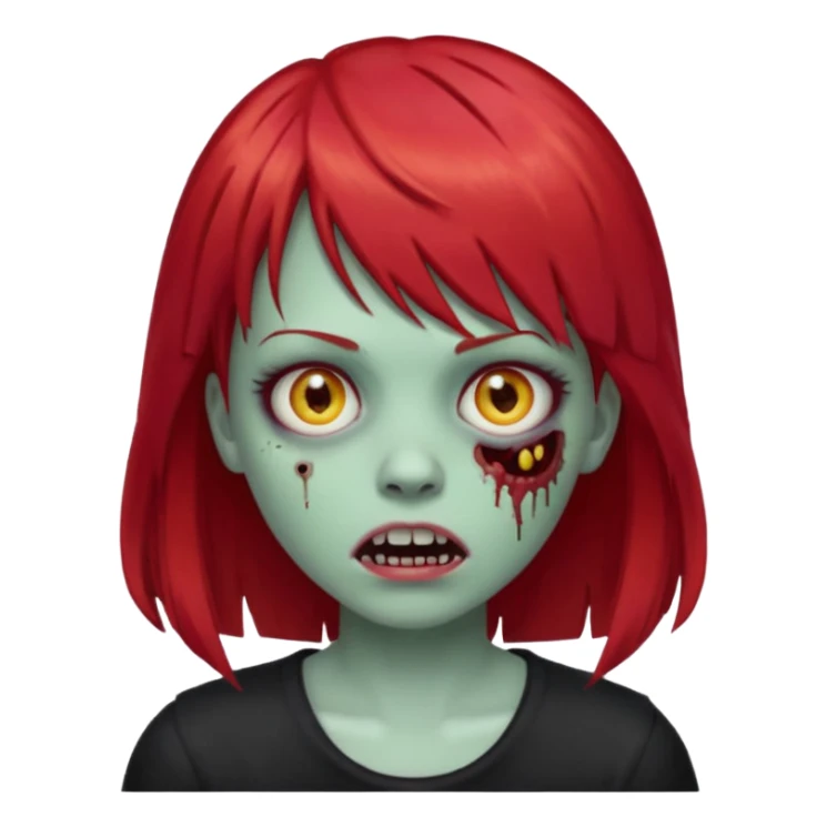 zombie girl with red hair and bangs emoji sticker