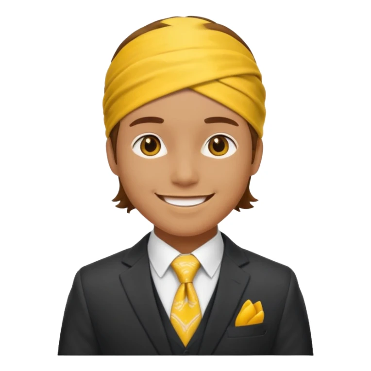 Character wearing yellow bandana and a suit sticker