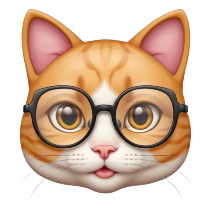 cute girl cat with big, super thin-framed glasses sticker