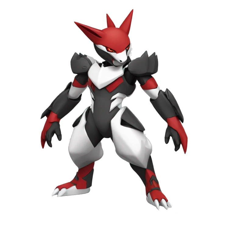 Cool Edgy Futuristic Black White Red Zangoose-Digimon-Medabot full body sticker