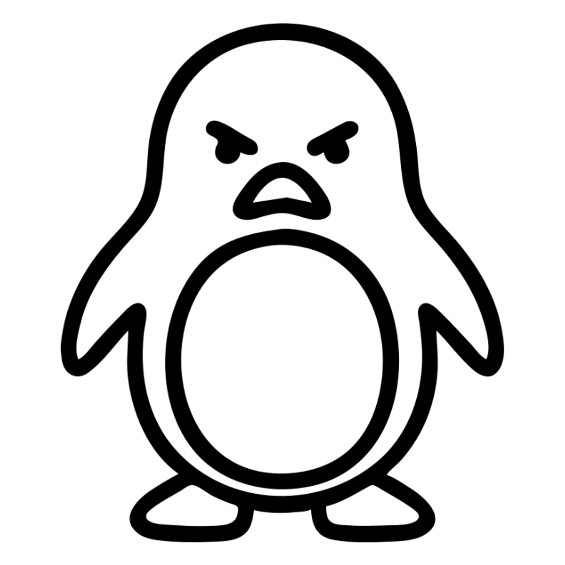 angry penguin outlined icon with no fill sticker