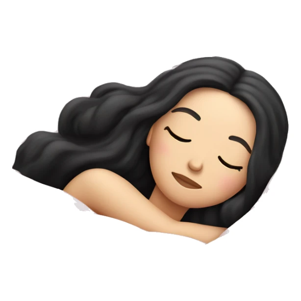 pale white girl with long black hair sleeping in pink blanket sticker