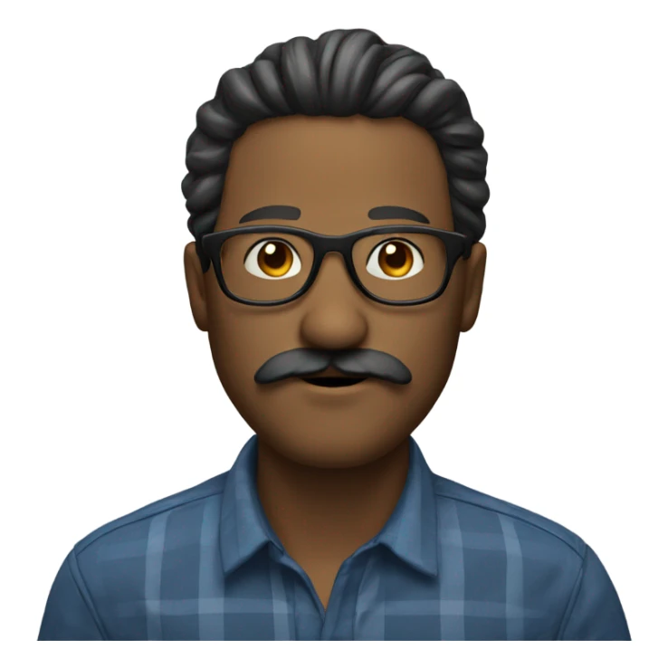 man with anot long hair glasses and mustache sticker