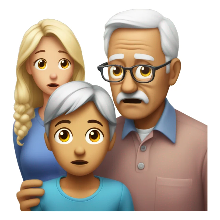 concerned family looks at grandpa  sticker