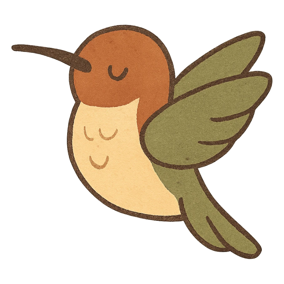 cute colibri bird in pastel warm tones, simple and elegant sticker