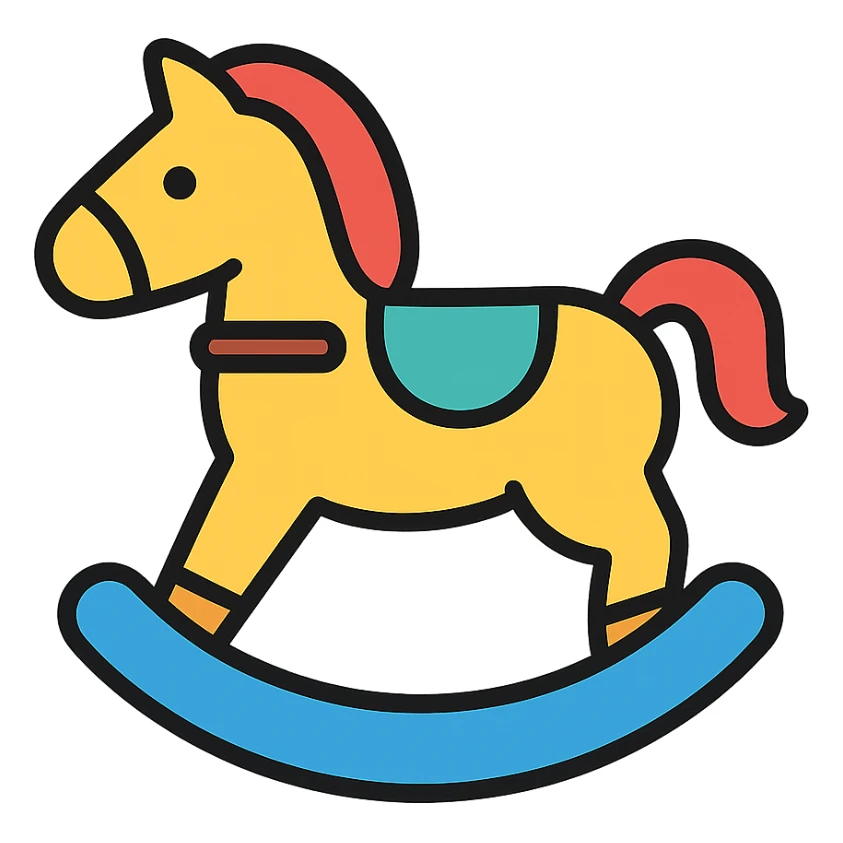 rocking horse, classic toy look, color icon style sticker