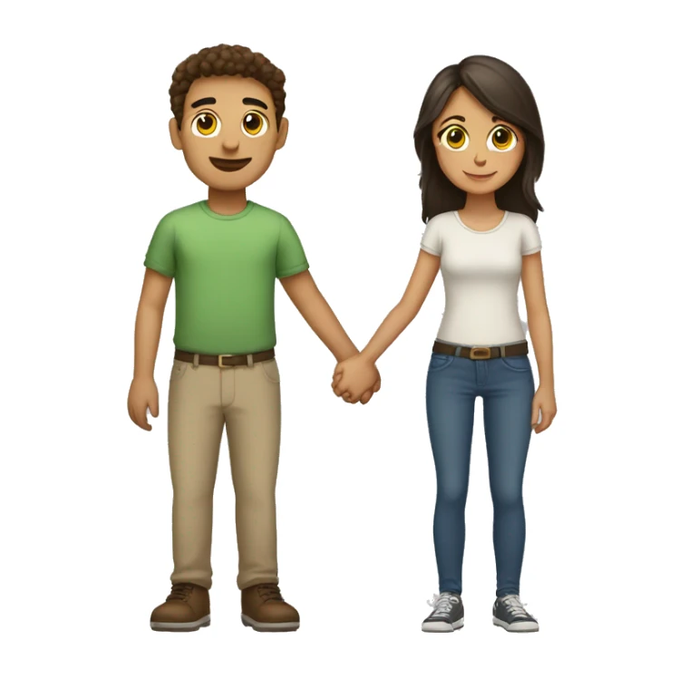tall boy and short girl holding hands both brunete sticker