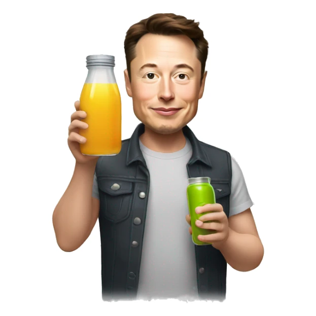 elon musk holding a jar of juice sticker