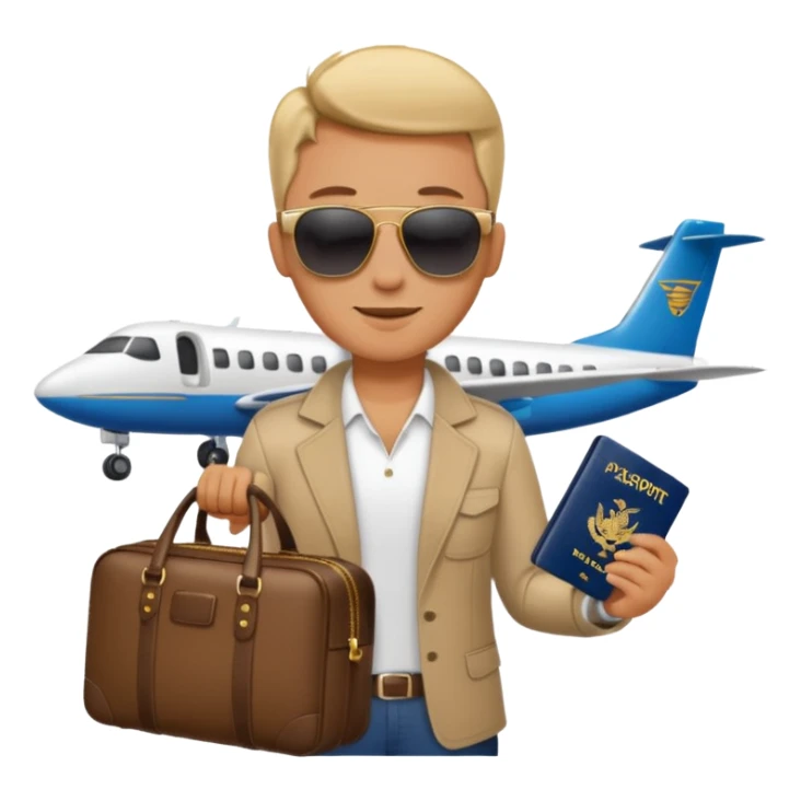 glob , travel bag , pass port, plane,  sticker