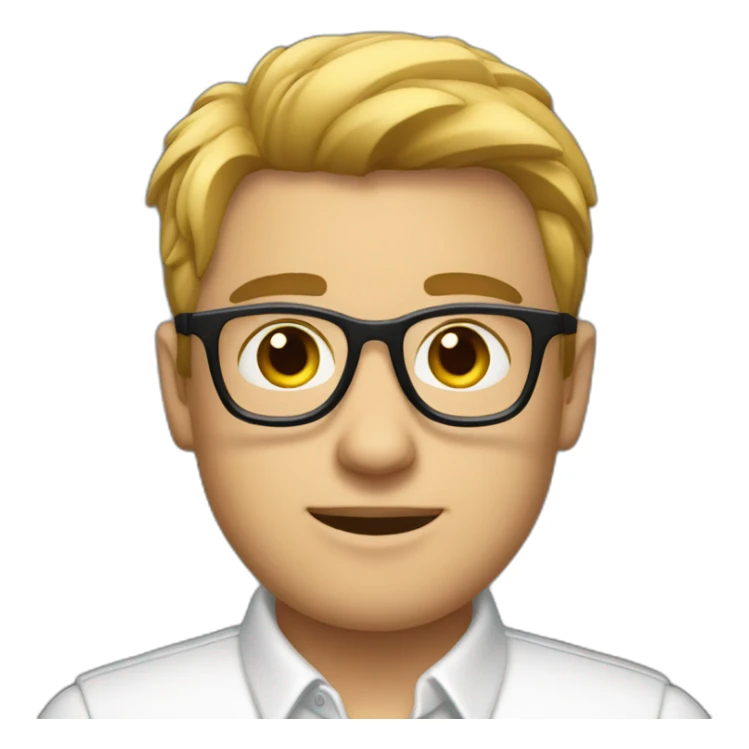 A young fit buissnessman with black glasses and white shirt sticker