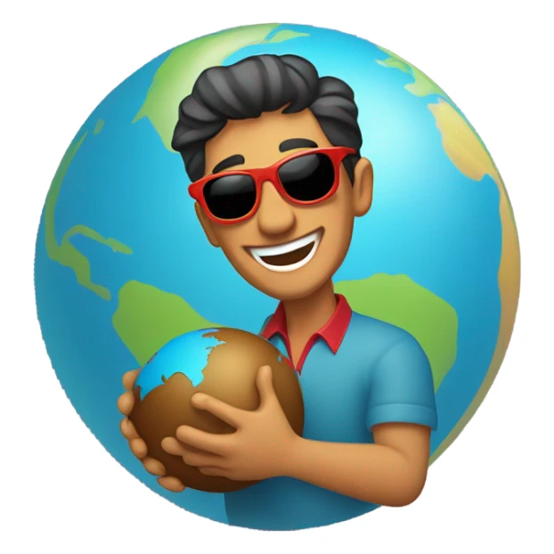Happy Latino sunglasses with the world in his hands sticker