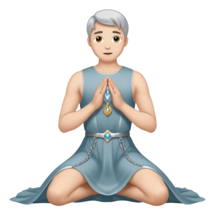 Submissive man on knees wearing female clothes and chastity sticker