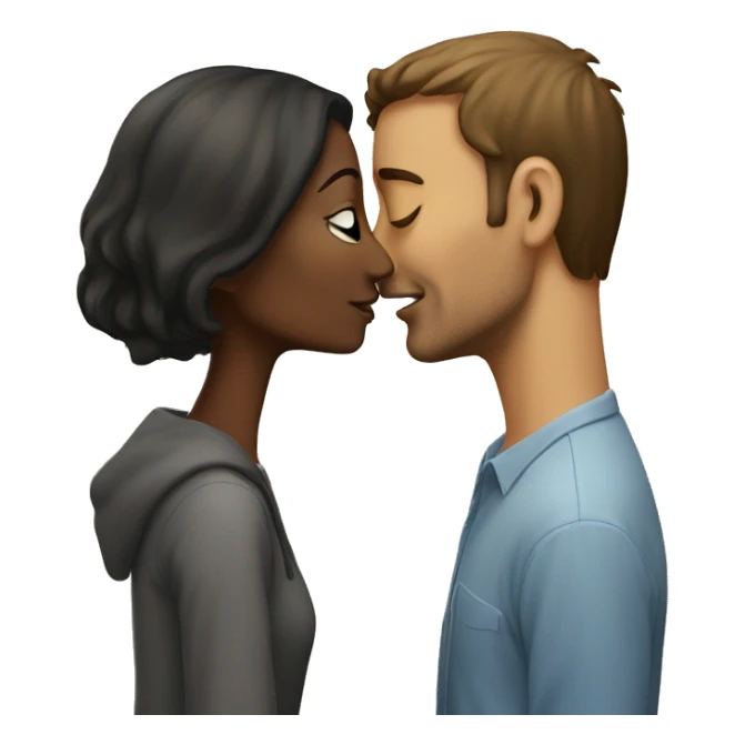 taller woman kiss man sticker