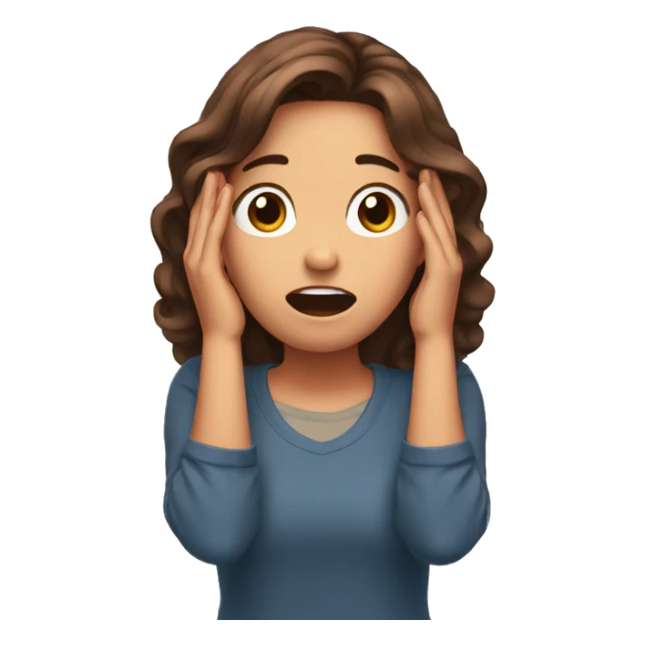 girl holding her brown hair  with both her hands in shock sticker