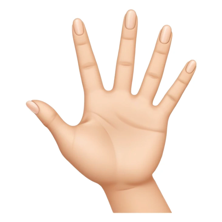 A high-quality 3D-rendered digital illustration of a hand making the YVL hand sign. The hand has a smooth, emoji-style design similar to Apple's hand emojis, with a natural skin tone. The thumb, index, and middle fingers are extended, while the ring and pinky fingers are folded down. The background is transparent or white, with no additional effects or shading. sticker