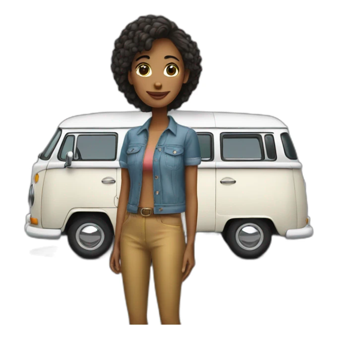 Cool woman with a Volkswagen camper van sticker