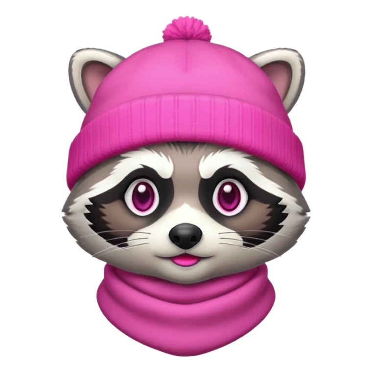 racoon with pink and white beanie sticker