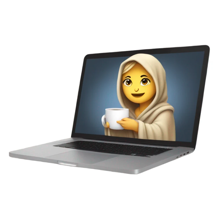 White Girl drinking tea with blanket on a macbook sticker