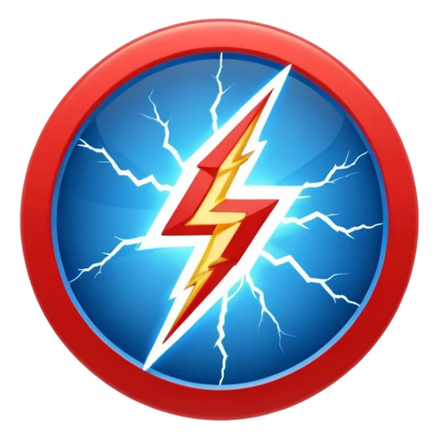 Red and blue lightening in a circle shape with effects like real one  sticker