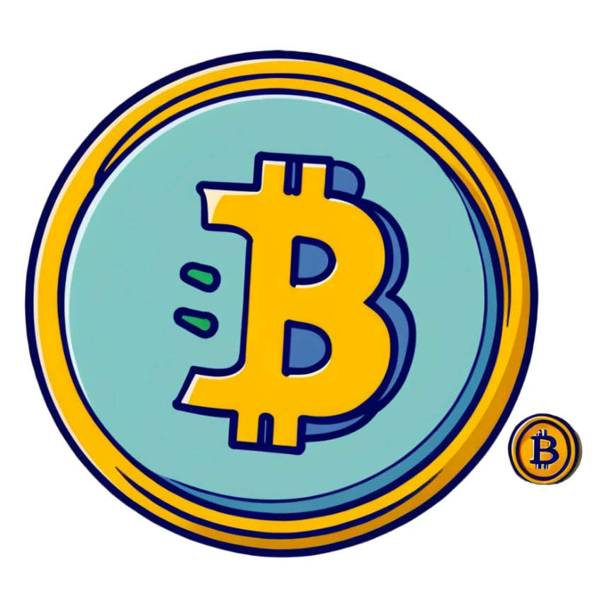 Bitcoin cryptocurrency gold coin with logo sticker
