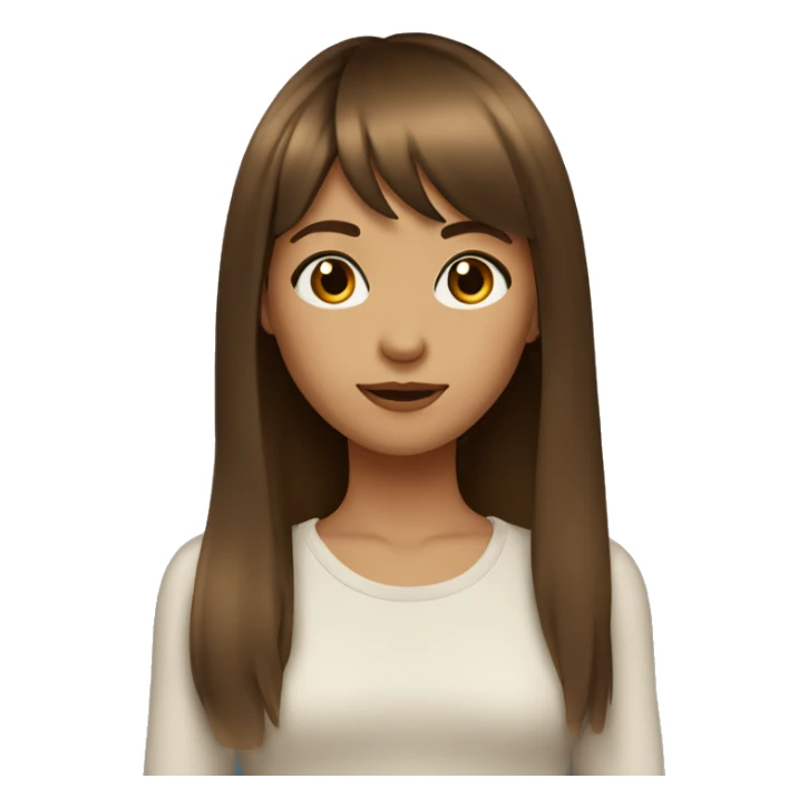 a girl whith long hair bangs brown and brown eyes sticker