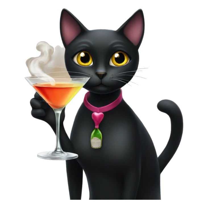 Black cat smoking and drinking a martini she’s a lady cat  sticker