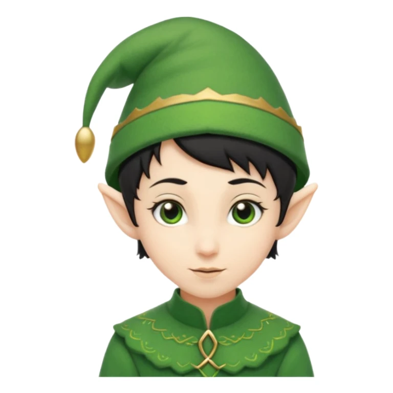 elf with short black hair and green hat sticker