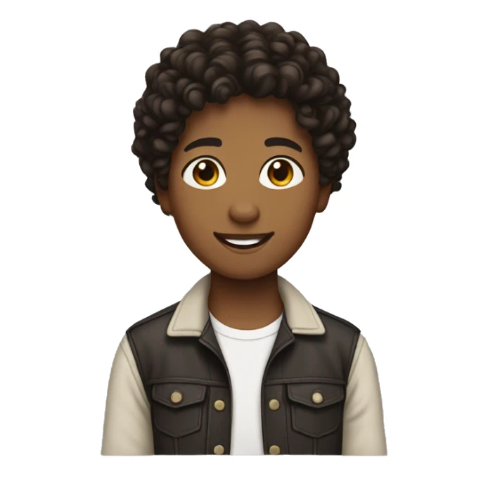 teen emoji with short dark brown curly hair sticker