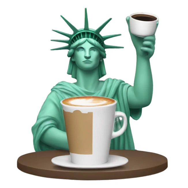 statue of liberty drinking coffee sticker