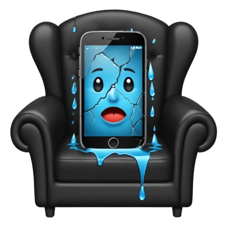 a phone in a chair looking sad and crying sticker