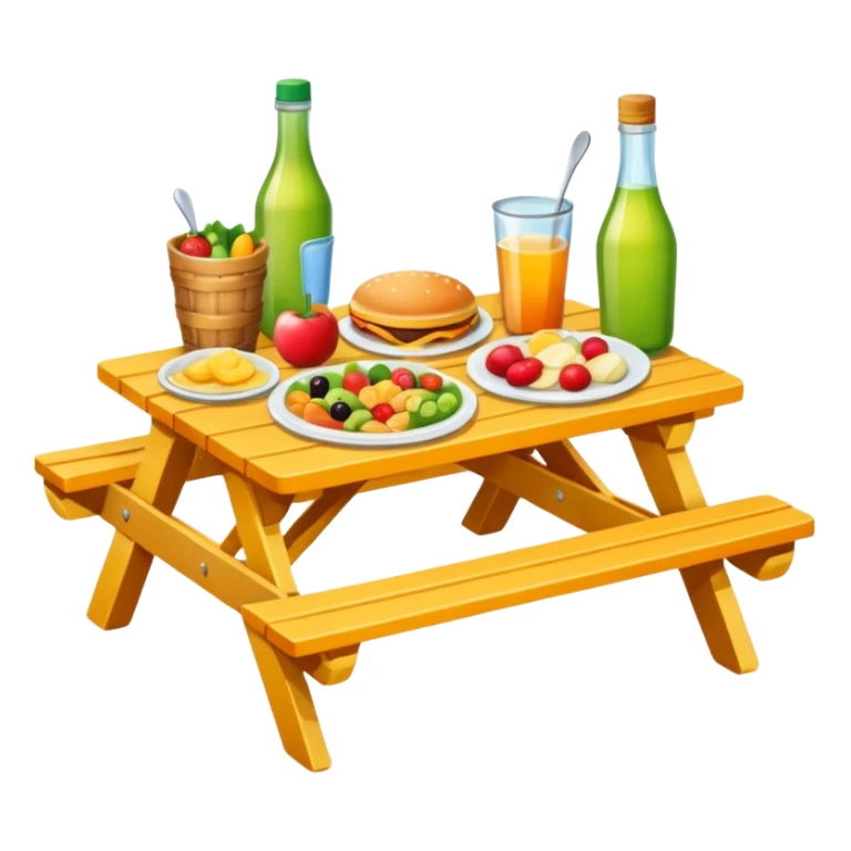 picnic table with food items on it sticker