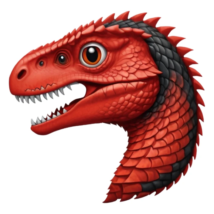 red and black velociraptor face, uninterested expression, only the face sticker
