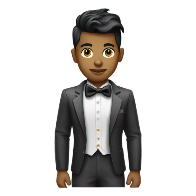 futuristic boy with bow tie and a pompadour haircut  sticker