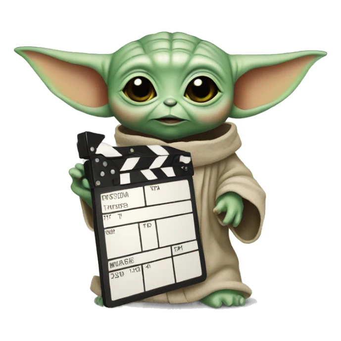 baby yoda holding a clapperboard sticker