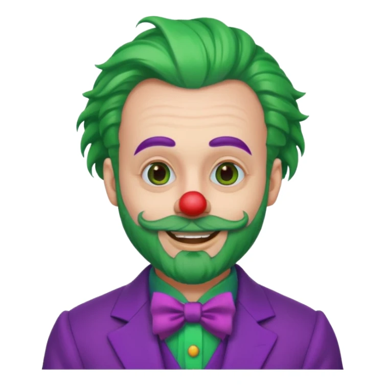 clown with beard, green hair, purple suit sticker