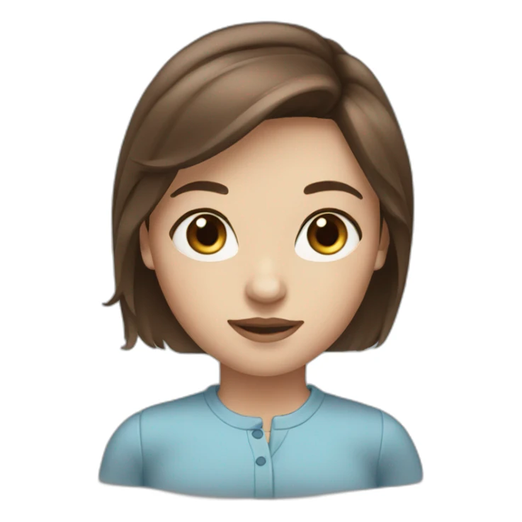 women brown hair blue eyes sticker