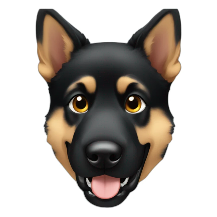 German shepherd big head very small eyes black fur sticker