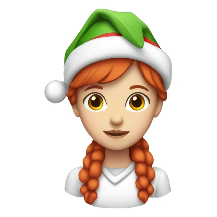 Girl with red hair and christmas hat sticker