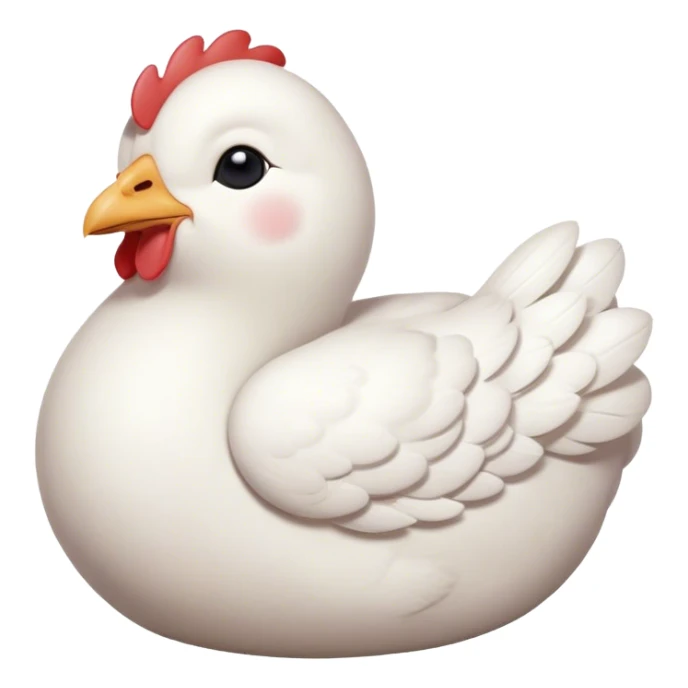Meme-Worthy Cute Sleeping White Chicken Portrait Emoji, Head resting peacefully with a contented smile, showcasing a delightfully compact build and a luxuriously soft white plumage, eyes shut in a serene, restful nap, Simplified yet hilariously adorable features, highly detailed, glowing with a soft, drowsy light, high shine, relaxed and utterly lovable, stylized with an air of playful laziness, bright and heartwarming, soft glowing outline, capturing the essence of a comically sleepy chicken, so meme-worthy it feels like it could instantly become the next viral sensation of adorable slumber! sticker