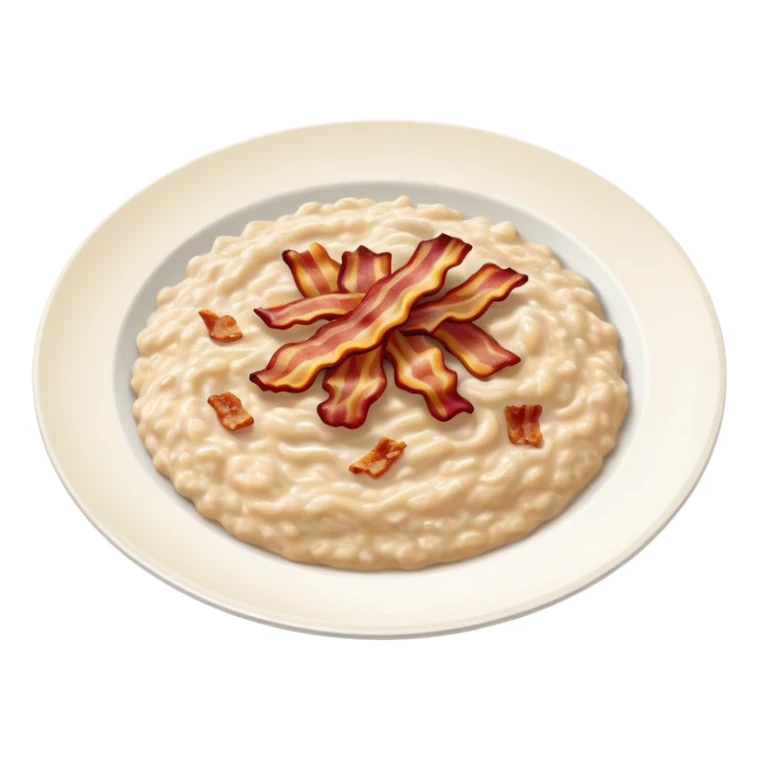 Plate of oatmeal and bacon  sticker