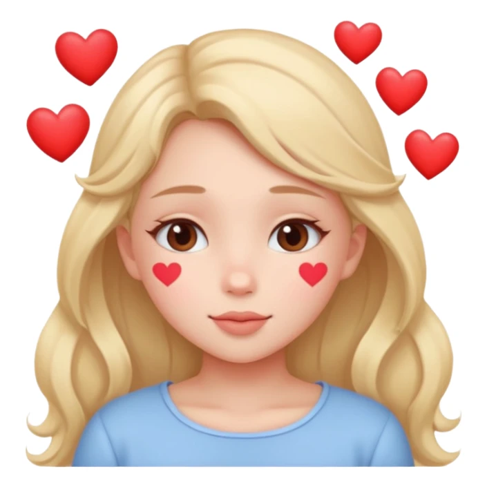 Cute Dreaming/Thinking of you, blushing, hearts sticker