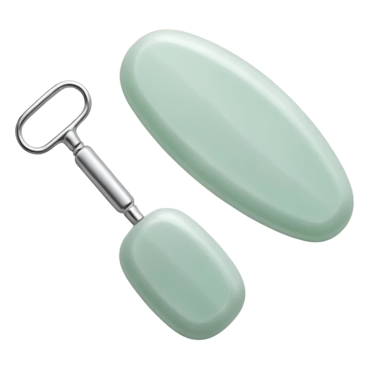 one silver gua sha and one silver jade roller used for beauty sticker