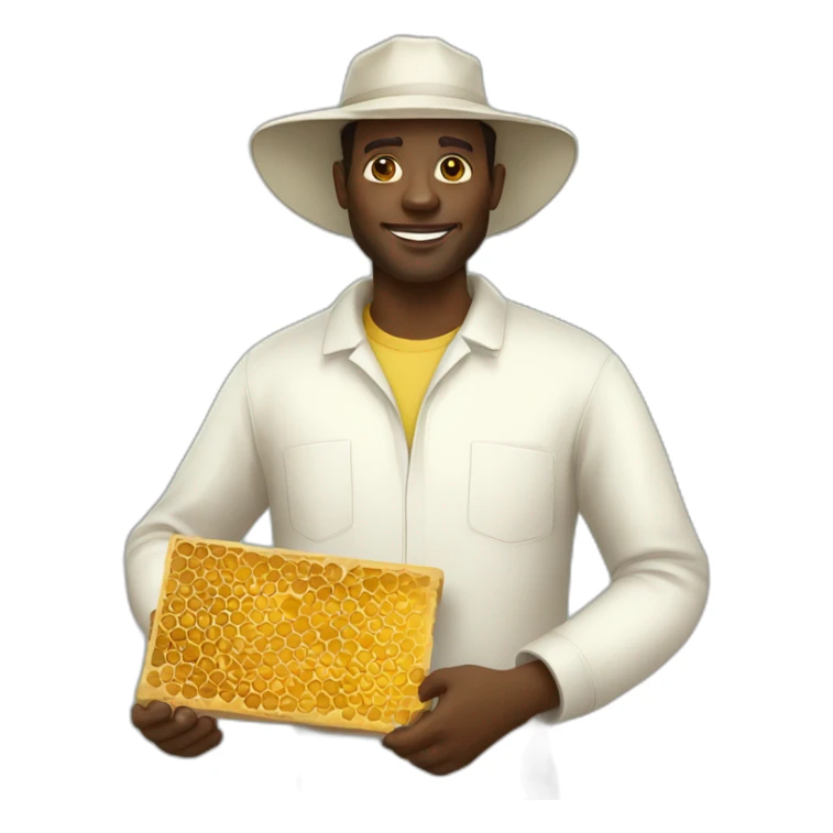 tall black man beekeeper holding honeycomb full body sticker
