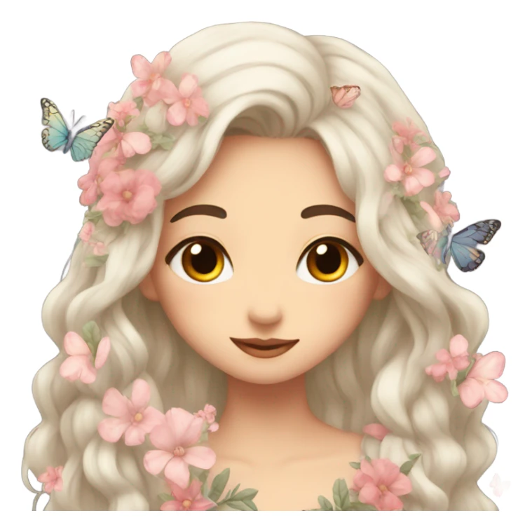 shy uwu emojis with flower and butterfly sticker