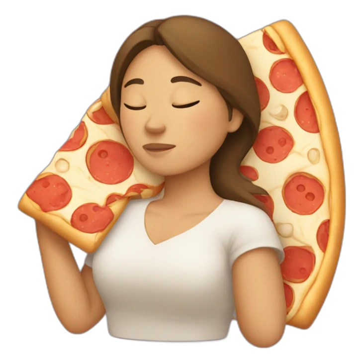 sleeping filipino woman with pizza sticker