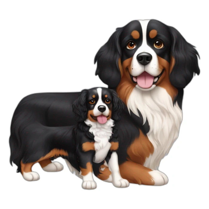 tricolor-king-charles-cavalier-and-a-bernese-mountain-dog sticker